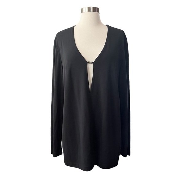 Valerie Stevens Black Cardigan Womens Size M Hook Eye Minimalist Career Travel - Picture 1 of 6